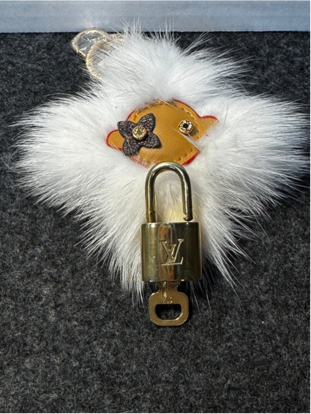 Women's Louis Vuitton Gold Padlock and Key 312 With Generic Purse Charm